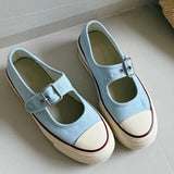 KYLETHOMASW  -  Thick Bottom Mary Jane Shoes Breathable Hollow out Canvas Versatile Summer New Style Metal Decorated Mid Heel Casual Women's Foo