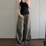 KYLETHOMASW  -  American Retro Lazy Style High Waist Pleated Wide Leg Pants Women Summer Loose Casual Pants Elastic Waist Workwear Trousers
