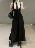 KYLETHOMASW  -  College Style Korean Style Loose Waist-hugging Slim Suspender Dress for Female Students Japanese Mid-length Strap Skirt Suit