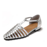 KYLETHOMASW  -  Flat Sandals Women's French Retro Roman Sandals Women's Summer Outer Wear Flat-soled Bag Head Hollow Woven Pig Cage Shoes Women