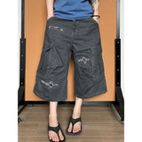 KYLETHOMASW  -  Summer Women Blue Cargo Jean Shorts Y2K American Harajuku High Street Aesthetic 2000s Style Vintage Denim Shorts Clothing