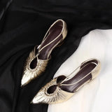 KYLETHOMASW  -  Women Pointed Hollow Pleated Flat Shoes Outdoor Shallow Casual Sandals Comfortable Breathable Fashionable Women Shoes New