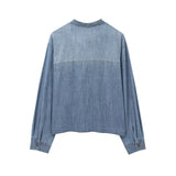 KYLETHOMASW  -  Minimalist Women's Blouse Bow Denim Shirt Fashionable And Elegant Casual Commuting Long Sleeved Shirt Pull Tops