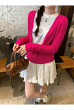 KYLETHOMASW  -  Korean Solid V Neck Long Sleeve Single Breasted Slim Short Knitted All Match Cardigan