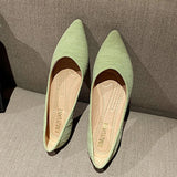 KYLETHOMASW  -  New Striped Fabric Ballerinas Woman Soft Bottomed Flats Big Size 42/43 Shoes Ladies Pointed Toe Dress Loafers Green Ballets