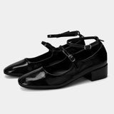KYLETHOMASW  -  Retro Women Mary Jane Shoes Exquisite Soft Leather High Heels for Woman Elegant French Casual Shoes Designer Shoes Zapatos Mujer