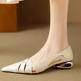 KYLETHOMASW  -  French-style 3cm Hollow-out Pointed-toe Woven Elegant Sandals, Summer Commuting Slip-on Shallow Mouth Elegant Single Shoes