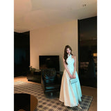 KYLETHOMASW  -  2025 Backless Cross Hanging Neck Dress Women Summer Pure Desire To Tuck in Waist Swing Long Design A-line Vestidos