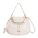 KYLETHOMASW  -  Women's Silver Leather Rivet Decor Shoulder Bag Fashion Personalized Aesthetic Daily Street Crossbody Bags Small Handbags