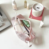 KYLETHOMASW  -  with Handy Handle Mesh Toiletry Bag Breathable Foldable Toiletry Storage Bag Cosmetic Brush Bag Quick Dry Washing Handbag