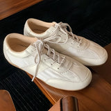 KYLETHOMASW  -  Fashionable Casual Women's Shoes 2025 Spring Summer Lace Up Round Toe Low Heels Sneakers Outside Comfy Flat Sneakers Mujer
