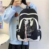 KYLETHOMASW  -  Women Students Contrast Color Patchwork Schoolbags Casual All Match Letter Printing Backpack Fashion Y2k Aesthetic Ins Backpacks