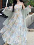 KYLETHOMASW  -  Vintage Floral Spring Summer Dress for Women Casual Sleeveless Elegant Chic Party Beach Holiday Vestidos Female Clothes New Robe