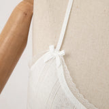 KYLETHOMASW  -  Summer white crop top women jacquard lace trim spaghetti strap cami tops sleeveless breathable relaxed fit causal camisole