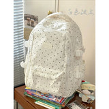 KYLETHOMASW  -  Polka Dot Print School Backpack Teenage Girls Mochila Student Mochilas Large Capaci Bag Lace Stripe Bolsas Feminina Backpacks