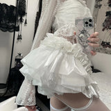KYLETHOMASW  -  Kawaii White Mini Skirt Women Kawaii Cutecore Ruffles Bud Skirts Summer Fashion Streetwear Korean Casual Ball Gown Faldas