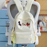 KYLETHOMASW  -  Kawaii Style Animal Embroidery Backpack Girls Multi Pocket Casual Outdoor Travel School Bag New Trend Book Back Packs