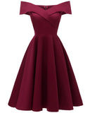 KYLETHOMASW  -  New Vintage Women Summer Dresses Off Shoulder V-Neck Retro 50s 60s Elegant Dress Sexy Rockabilly Party Dress Midi Vestidos