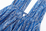 KYLETHOMASW  -  Sexy Women Halter V Collar Backless Mini Dress Women Holiday Blue Floral Lacing up Back Loose Dresses Femme Vestidos Summer Robe