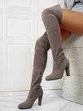 KYLETHOMASW  -  Spring New Suede High Shaft Winter Chunky Heel Over-the-Knee Boots
