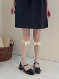 KYLETHOMASW  -  Women Bow Rhinestone Heart Calf Socks Sweet Cute Japanese Silk Stockings Outdoor Dating Princess Ballet Style Mid-calf Socks