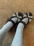 KYLETHOMASW  -  Women's Mary Jane Shoes Exquisite Rhinestone Bow Casual Shoes for Woman Fashion Lolita Flat Shoe Designer Shoes Zapatos De Mujer