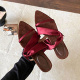 KYLETHOMASW  -  Fashion Wedges Slippers Shoes For Ladies Luxury Female Footwear Pointed Toe Women Heeled Slippers Slides Sandals Shoes