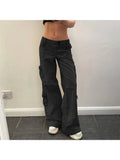 Kylethomasw  Woman Streetwear Jeans Preppy Style Denim Fashion Pants Elegant Trousers Casual Cargo Pants All-match Straight Leg Solid Color