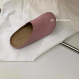 KYLETHOMASW  -  Low Slippers Soft Flock Cover Toe Loafers Female Shoes Slides Platform Comfort 2025 Fabric Hoof Heels Rubber PU Rome Shoes Ladie