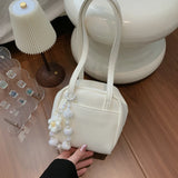 KYLETHOMASW  -  Women's Cute Mini Leather Flower Bead Charm Handbag Sweet Casual Aesthetic Daily Dating Simple Shoulder Bag New Trend