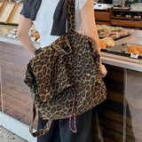 KYLETHOMASW  -  Korean Fashion Leopard Bags for Women Grunge Vintage Streetwear Backpacks High-capacity Harajuku All Match Students Schoolbags