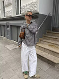 KYLETHOMASW  -  Vintage Striped Long Sleeve T Shirt Women O Neck Casual Autumn Tees Loose Tops