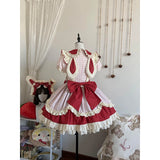 KYLETHOMASW  -  Japanese Sweet Lolita Kawaii Elegant Women Dress Y2k Bow Design Princess Puffy Dress Female Lace Birthday Party Chic Outfits New