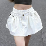 KYLETHOMASW  -  Korean Style Women Patchwork Skirt Detachable High Waist Anti-Exposure A-Line Mini Skirts Spring Summer Casual