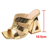 KYLETHOMASW  -  Super High Heels Gold Sandals for Women Nightclub Hollow Out Metal Heeled Shoes Woman Summer Plus Size Slippers Sandalias Mujer