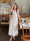 KYLETHOMASW  -  Bohemian Women Sweet Fresh Floral Vest Dress Summer 2025 New Style French Vacation Style Mid Length Vestidos