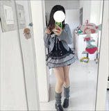 KYLETHOMASW  -  Lolita Up Ruffles Cardigan Y2k Slim Fit Strapless Vest Tops High Waist Ruched Skirts Early Autumn 3 Piece Sets Gothic Skirt Sets