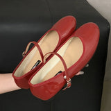 KYLETHOMASW  -  New Footwear Designer Shallow Women Flats With Shoes Female Round Toe Fashion Buckle Strap Ladies Flats Mary Janes Lolita Shoes