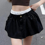 KYLETHOMASW  -  Korean Style Women Patchwork Skirt Detachable High Waist Anti-Exposure A-Line Mini Skirts Spring Summer Casual