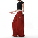 KYLETHOMASW  -  American Retro Letter Print Drape Paratrooper Casual Pants Loose Straight Tube Pants for Men And Women Drawstring Design