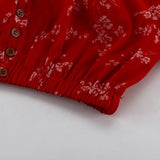 KYLETHOMASW  -  Women's New Round Neck Long-sleeved Open Button Top Skirt Printing Two-piece Sexy Suit
