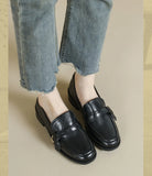 KYLETHOMASW  -  Women's Cow Leather Metal Buckle Slip On Flat Shoes 2025 High Quality Comfortable Loafers Casual Versatile Daily Famale Shoes