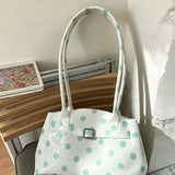 KYLETHOMASW  -  Sweet Cute Jelly Tote Bag Women Color Contrast Polka Dot Print Large Capacity Handbag Ladies Dopamine Fashion Y2K Shoulder Bags
