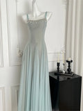 KYLETHOMASW  -  Women Elegant Fairy Mesh Evening Dresses Fashion Spaghetti Strap A-Line Party Dress Elegant Korean Slim Flared Holiday Vestidos
