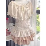 KYLETHOMASW  -  Japanese Daily Casual 3 Piece Matching Suit Women Vintage U Neck Short Sleeve Crop Top Mini Skirt Korean Harajuku Street Outfit