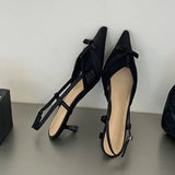 KYLETHOMASW  -  Pink Elegant Women Sandals Low Heel Shoes Fashion Pointed Toe Designer Pumps Slingback Shoes Ladies Stiletto Heels Sandals