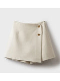 KYLETHOMASW  -  Autumn Winter Patchwork Zipper A-line Shorts Solid High Waist Button A-line Wide Leg Pants Skirt Fashion Casual Women Clothing