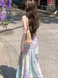 KYLETHOMASW  -  Sweet Spaghetti Strap Womens Dresses Elegant Sleeveless Ruffles Fairycore Birthday Party Dress Summer Female Slim Waist Vestidos