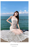 KYLETHOMASW  -  French Luxurious Heavy Craftsmanship Elegant Vacation Evening Dress Women's Lace Off-Shoulder Tulle Backless Long Dress High-end