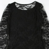 KYLETHOMASW  -  Pure desire dark style thin lace see through sexy top for women's autumn new style spicy girl round neck slim fit base T-shirt